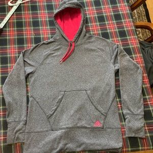 Womens XL Adidas Climawarm Ultimate Hoodie Sweater pink & grey